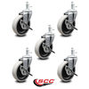 Service Caster 4 Inch Thermoplastic Wheel 5/16 Threaded Stem Caster Set with Brakes SCC, 5PK SCC-TS05S410-TPRS-SLB-5161815-5
